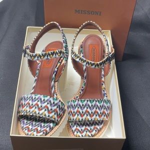 Missoni patterned fabric heeled sandals size 37 IT